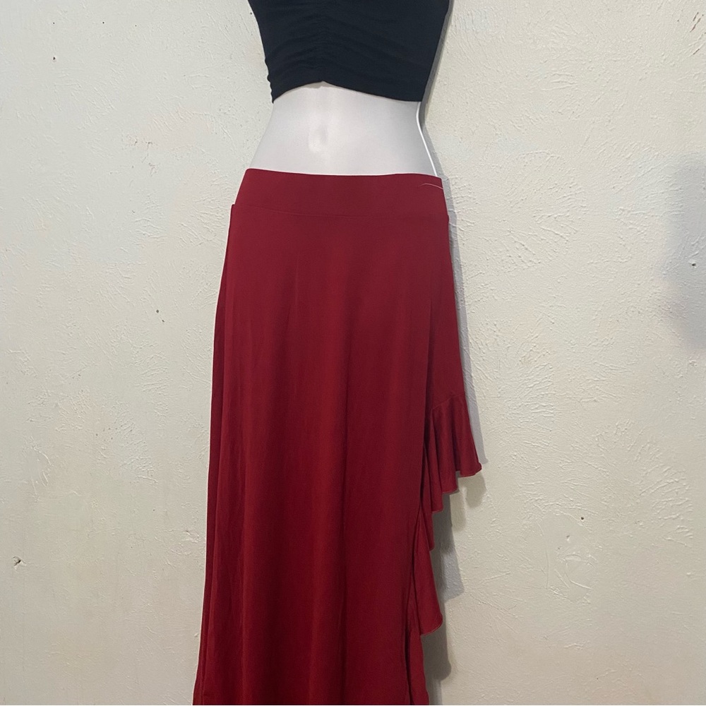 Red Ruffle Asymmetrical Skirt